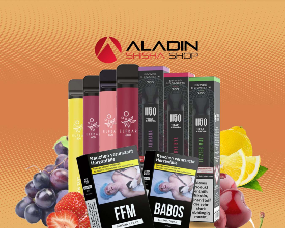 Neue Produkte &amp; Bestseller Restocks im Aladin Shisha Shop: Elfbar, 1150x RAF Camora, Babos FFM und vieles mehr - Erlebe einzigartige Shisha-Erlebnisse mit unseren neuen Produkten