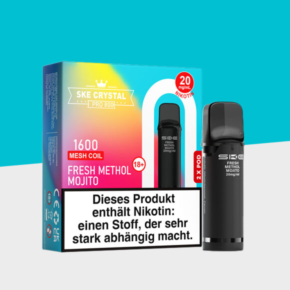 SKE Crystal 800 Pro - Fresh Menthol Mojto - Pod (2er Pack)