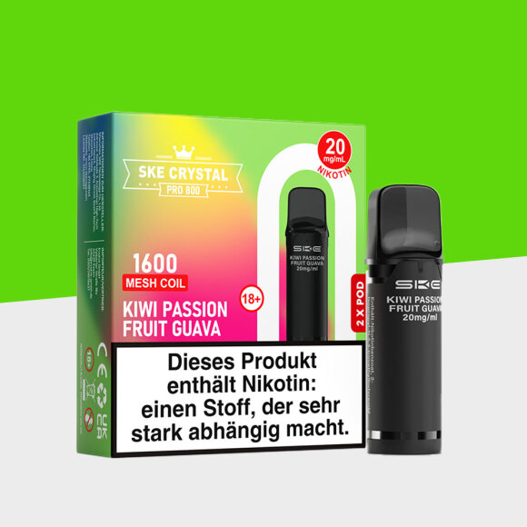 SKE Crystal 800 Pro -  Kiwi Passion Fruit Guava - Pod (2er Pack)