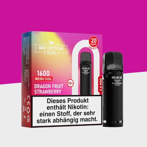SKE Crystal 800 Pro - Dragon Fruit Strawberry &ndash; Pod (2er Pack)