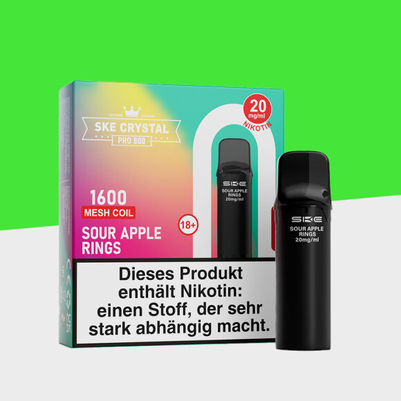 SKE Crystal 800 Pro - Sour Apple Rings - Pod (2er Pack)
