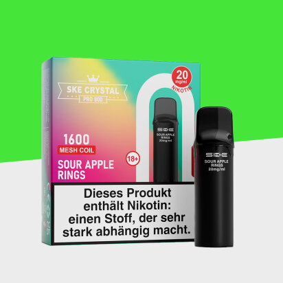 SKE Crystal 800 Pro - Sour Apple Rings - Pod (2er Pack)
