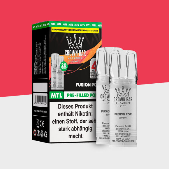 Al Fakher Crown Bar 600 &ndash; Fusion Pop &ndash; MTL - Pod (2er Pack)