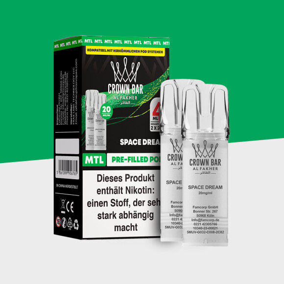 Al Fakher Crown Bar 600 &ndash; Space Dream &ndash; MTL - Pod (2er Pack)
