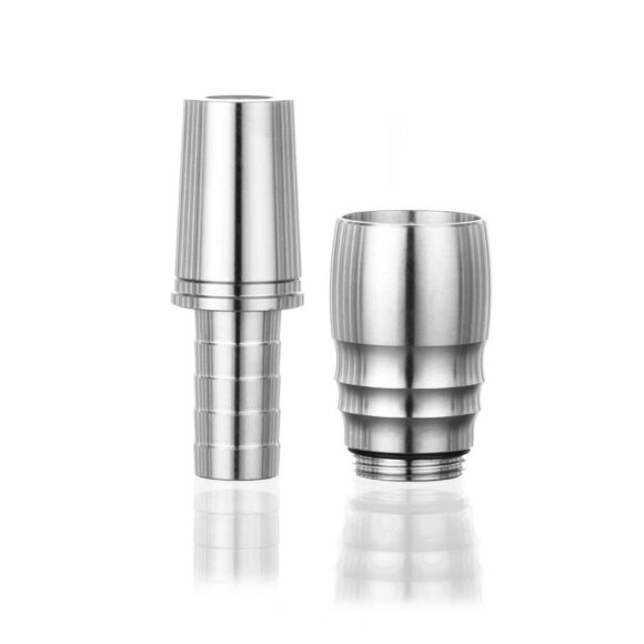 Aladin MVP Schlauchanschluss mit 18/8 Schliff im Set mit Kugel - Silber